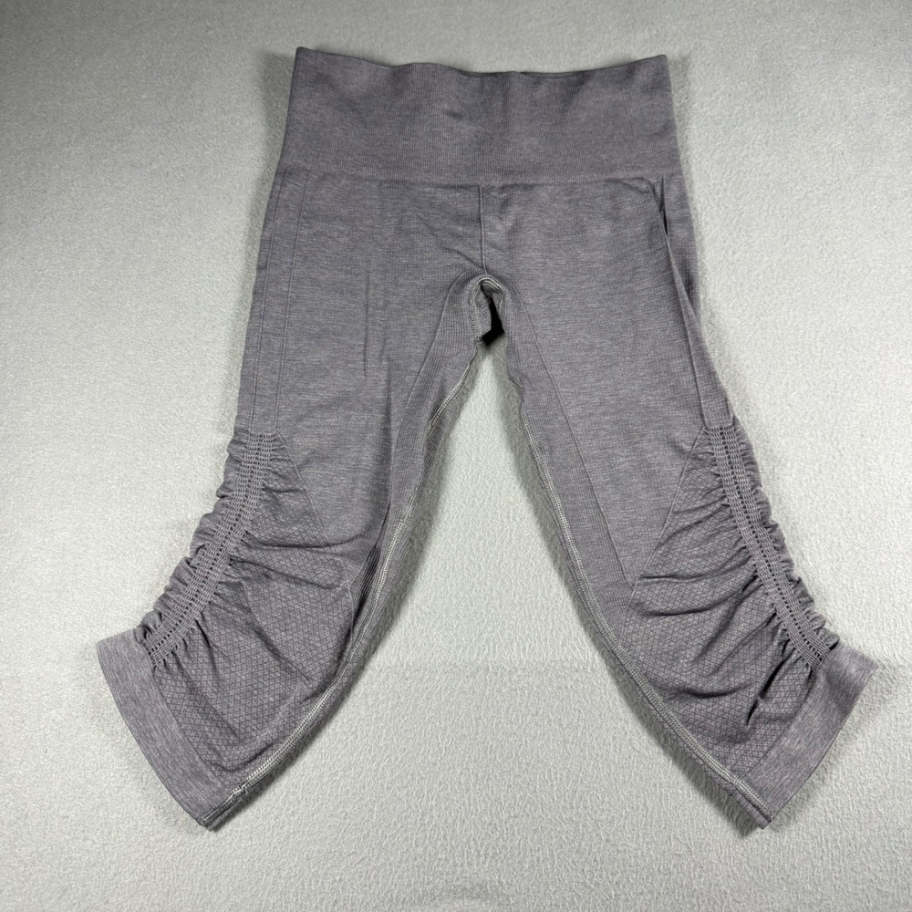 Lululemon In The Flow Crop II Leggings 4 Charcoal Gray Ruched Yoga Pants